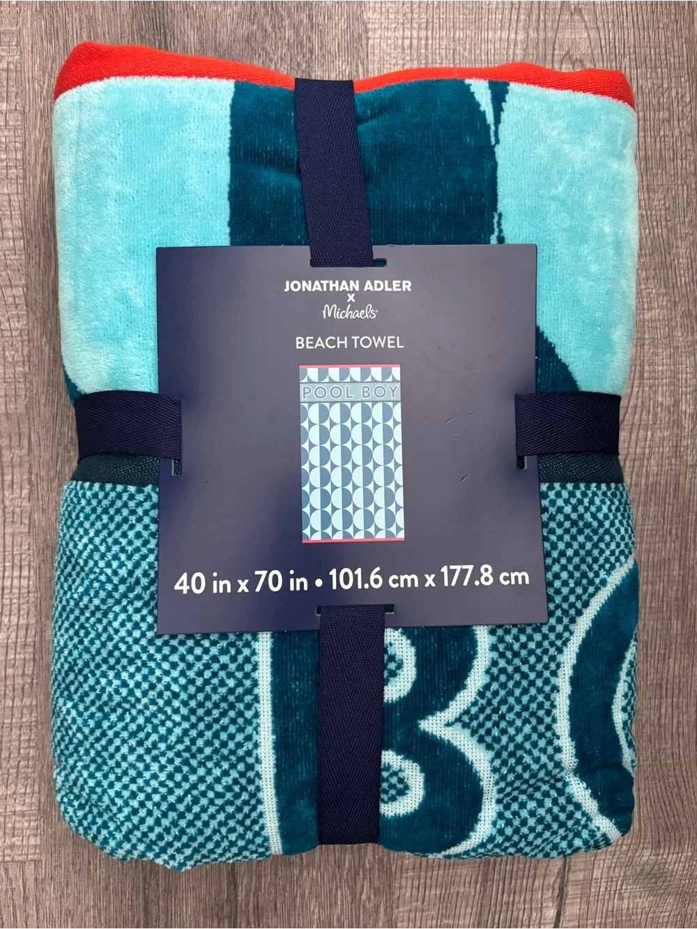 Jonathan Adler Red, Pink & Teal Geometric Beach Towel